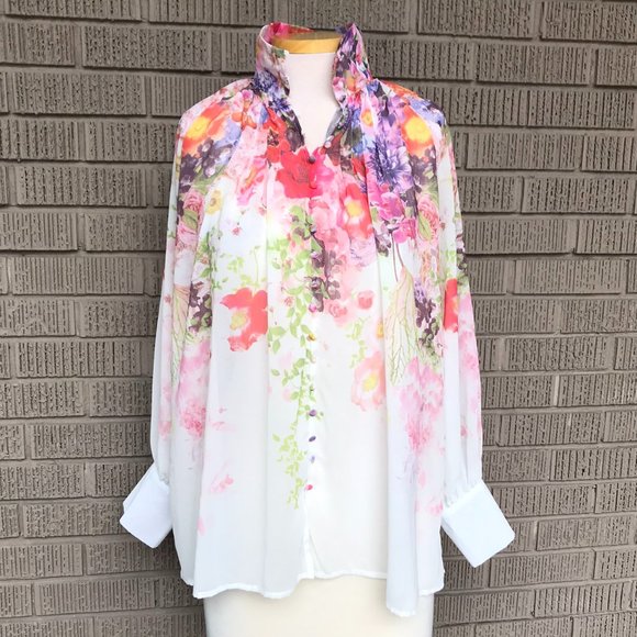 Tops - Zimmermann-inspired floral print blouse size M
